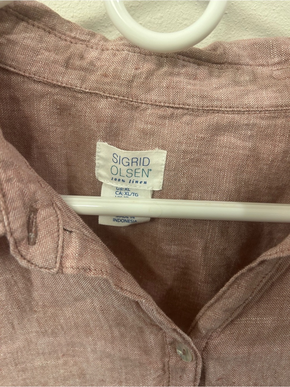 Sigrid Olsen Linen Tunic shirt size XL Cranberry color Button up  -lovely! - Picture 2 of 6